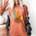 One Thankful Teacher Thanksgiving Turkey Peace Hand Sign Women's Comfort Colors T-Shirt Yam One Thankful Teacher Thanksgiving Turkey Peace Hand Sign Women's Comfort Colors T-Shirt Yam