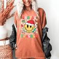 Santas Favorite Teacher Retro Groovy Smile Face Christmas Women's Comfort Colors T-Shirt Yam Santas Favorite Teacher Retro Groovy Smile Face Christmas Women's Comfort Colors T-Shirt Yam
