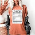 Teacher Nutrition Facts Teachers Nutritional Fact Women's Comfort Colors T-Shirt Yam Teacher Nutrition Facts Teachers Nutritional Fact Women's Comfort Colors T-Shirt Yam