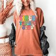 Tired Teachers Club Groovy Teachers Back To School Women's Comfort Colors T-Shirt Yam