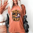 Trick Or Tray Halloween Cafeteria Teacher School Women's Comfort Colors T-Shirt Yam