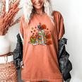 Turkey Reading Books Fall Thanksgiving Teacher Librarian Women's Comfort Colors T-Shirt Yam