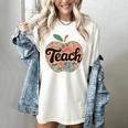 Cute Teacher With Apple Retro Teacher Kids Back To School Women's Comfort Colors T-Shirt Ivory Cute Teacher With Apple Retro Teacher Kids Back To School Women's Comfort Colors T-Shirt Ivory