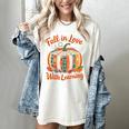 Fall In Love With Learning Book Lover Autumn Pumpkin Teacher Women's Comfort Colors T-Shirt Ivory Fall In Love With Learning Book Lover Autumn Pumpkin Teacher Women's Comfort Colors T-Shirt Ivory