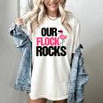 Our Flock Rocks Flamingo Mother's Day Teacher Women's Comfort Colors T-Shirt Ivory Our Flock Rocks Flamingo Mother's Day Teacher Women's Comfort Colors T-Shirt Ivory