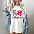 K Is For Kindergarten Teacher Coquette Bow Back To School Women's Comfort Colors T-Shirt Ivory K Is For Kindergarten Teacher Coquette Bow Back To School Women's Comfort Colors T-Shirt Ivory