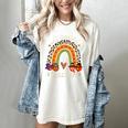 One Thankful Teacher Thanksgiving Turkey Rainbow Fall Women's Comfort Colors T-Shirt Ivory One Thankful Teacher Thanksgiving Turkey Rainbow Fall Women's Comfort Colors T-Shirt Ivory