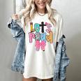 Lets Read Reading Teacher Back To School Literacy Pencil Bow Women's Comfort Colors T-Shirt Ivory