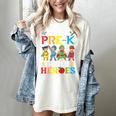 I Teach Pre-K Superheroes Students Teacher Back To School Women's Comfort Colors T-Shirt Ivory I Teach Pre-K Superheroes Students Teacher Back To School Women's Comfort Colors T-Shirt Ivory