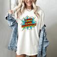 I Teach Superheroes Retro Comic Super Teacher Graphic Women's Comfort Colors T-Shirt Ivory I Teach Superheroes Retro Comic Super Teacher Graphic Women's Comfort Colors T-Shirt Ivory