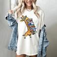 Teacher Shirt Giraffe Holding Books Bookworm Librarian Women's Comfort Colors T-Shirt Ivory Teacher Shirt Giraffe Holding Books Bookworm Librarian Women's Comfort Colors T-Shirt Ivory