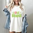 Teachers Love Brains Halloween Teacher Zombie Women's Comfort Colors T-Shirt Ivory Teachers Love Brains Halloween Teacher Zombie Women's Comfort Colors T-Shirt Ivory