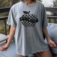Back To School Checkered Apple Teacher Checkerboard Teacher For Men Women Girls Kids Women's Comfort Colors T-Shirt Gray