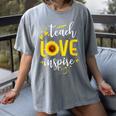 Back To School Teach Love And Inspire Teacher Sunflower Women's Comfort Colors T-Shirt Gray Back To School Teach Love And Inspire Teacher Sunflower Women's Comfort Colors T-Shirt Gray