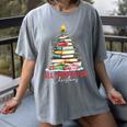 All Booked For Christmas Xmas Tree Teacher Holiday Pajamas Women's Comfort Colors T-Shirt Gray