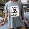 Cat It's Fine I'm Fine Everything Is Fine Teacher Life Women's Comfort Colors T-Shirt Gray Cat It's Fine I'm Fine Everything Is Fine Teacher Life Women's Comfort Colors T-Shirt Gray