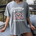 Christmas Candy Cane Work Of Heart Fourth 4th Grade Teacher Women's Comfort Colors T-Shirt Gray