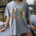 Coffee Teach Repeat Leopard Print Back To School Teachers Women's Comfort Colors T-Shirt Gray