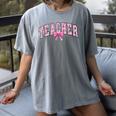 Coquette Bow Back To School First Day Teacher Women's Comfort Colors T-Shirt Gray Coquette Bow Back To School First Day Teacher Women's Comfort Colors T-Shirt Gray