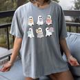 Cute Boo Ghost Reading Books Halloween Librarian Teacher Kid Women's Comfort Colors T-Shirt Gray