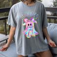 Cute Ghost Book Reading Halloween Teacher Top Girls Women Women's Comfort Colors T-Shirt Gray