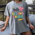 Cute Hello Second Grade Back To School Coquette Teacher Girl Women's Comfort Colors T-Shirt Gray