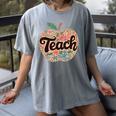 Cute Teacher With Apple Retro Teacher Kids Back To School Women's Comfort Colors T-Shirt Gray Cute Teacher With Apple Retro Teacher Kids Back To School Women's Comfort Colors T-Shirt Gray