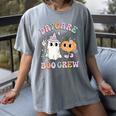 Daycare Boo Crew Groovy Halloween Floral Ghost Kid Teacher Women's Comfort Colors T-Shirt Gray