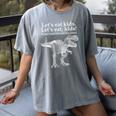 Lets Eat Kids Punctuation Saves Lives Dinosaur Teacher Women's Comfort Colors T-Shirt Gray