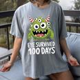 Eye Survived 100 Days Of School Monster Lover Teacher Kids Women's Comfort Colors T-Shirt Gray Eye Survived 100 Days Of School Monster Lover Teacher Kids Women's Comfort Colors T-Shirt Gray