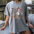 Fall Holiday Themed Thanksgiving Halloween Teacher Trick Or Women's Comfort Colors T-Shirt Gray