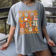Fall In Love With Music Groovy Thanksgiving Music Teacher Men Women Girls Kids Women's Comfort Colors T-Shirt Gray