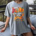 Lets Fall In Love With PE Teacher Thanksgiving Women's Comfort Colors T-Shirt Gray Lets Fall In Love With PE Teacher Thanksgiving Women's Comfort Colors T-Shirt Gray