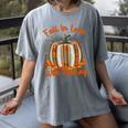 Fall In Love With Reading Pumpkin Autumn Librarians Teacher Women's Comfort Colors T-Shirt Gray