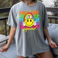 Field Trip Squad Groovy Field Day Smile Face Teacher Tie Dye Women's Comfort Colors T-Shirt Gray Field Trip Squad Groovy Field Day Smile Face Teacher Tie Dye Women's Comfort Colors T-Shirt Gray