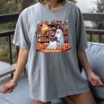 Ghost Book Reading Halloween Books Lover Teacher Women's Comfort Colors T-Shirt Gray Ghost Book Reading Halloween Books Lover Teacher Women's Comfort Colors T-Shirt Gray