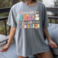 Groovy Some Call It Chaos We Call It Kindergarten Teacher Women's Comfort Colors T-Shirt Gray