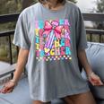 Groovy Teacher Cute Coquette Bow Flower Retro Back To School Women's Comfort Colors T-Shirt Gray
