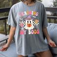 Groovy Teaching My Boos Teacher Ghost Halloween Teacher Women's Comfort Colors T-Shirt Gray Groovy Teaching My Boos Teacher Ghost Halloween Teacher Women's Comfort Colors T-Shirt Gray