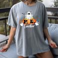 Halloween PE Teacher Ghosts Pumpkins Sports Lover Women's Comfort Colors T-Shirt Gray
