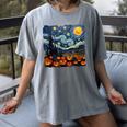 Halloween Pumpkin Starry Night Van Gogh Art Teacher Women's Comfort Colors T-Shirt Gray Halloween Pumpkin Starry Night Van Gogh Art Teacher Women's Comfort Colors T-Shirt Gray