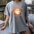 Halloween Teacher Crew Spooky Season Retro Ghost Women's Comfort Colors T-Shirt Gray