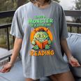 Halloween Teacher Librarian Monster Reading Books Men Women Kids Women's Comfort Colors T-Shirt Gray