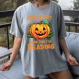 Halloween Teacher Librarian Pumpkin Reading Books Men Women Kids Women's Comfort Colors T-Shirt Gray