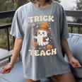 Halloween Teacher Shirts Women School Trick Or Teach Groovy Women's Comfort Colors T-Shirt Gray Halloween Teacher Shirts Women School Trick Or Teach Groovy Women's Comfort Colors T-Shirt Gray