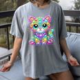 Happy Dot Day Colorful Polka Dot Cat Kitten Teachers Kids Women's Comfort Colors T-Shirt Gray
