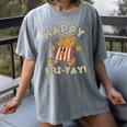 Happy Fri Yay Retro French Fries Friday Lovers Fun Teacher Women's Comfort Colors T-Shirt Gray