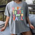 Happy To See Your Face Teacher Retro Back To School Women's Comfort Colors T-Shirt Gray Happy To See Your Face Teacher Retro Back To School Women's Comfort Colors T-Shirt Gray