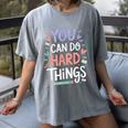 You Can Do Hard Things Test Day Teacher Kids Women's Comfort Colors T-Shirt Gray