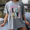 Hello First Grade Teacher Coquette Pencil Bow Back To School Women's Comfort Colors T-Shirt Gray